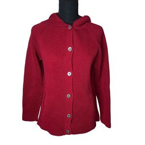 Ralph Lauren Women's Red Hood Knit‎ 100% Cotton Sweater Sz Small